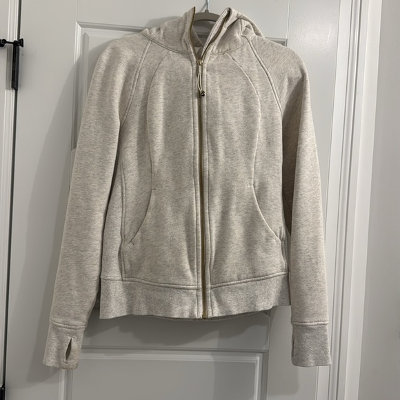 Lululemon Scuba Hoodie *Light Cotton Fleece, Size 8 Heathered Light Ivory / Gold - Picture 2 of 3